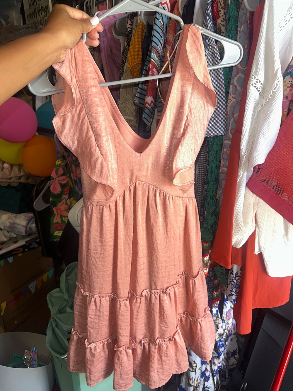 Morgan & Co. Peach Ruffle Mini Dress - Picture 4 of 9